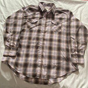 Ely Cattleman Shirt Mens XXL Plaid Long Sleeve Western Pearl Snap Button Up